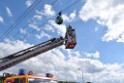 Koelner Seilbahn Gondel blieb haengen Koeln Linksrheinisch P099